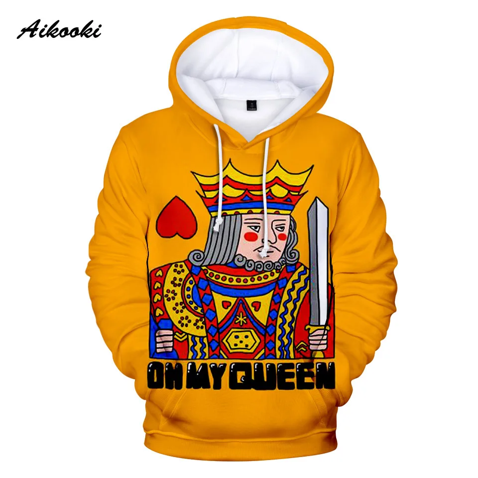 Aikooki KING QUEEN толстовки для мужчин/женщин с капюшоном 3D дизайн игральные карты покер