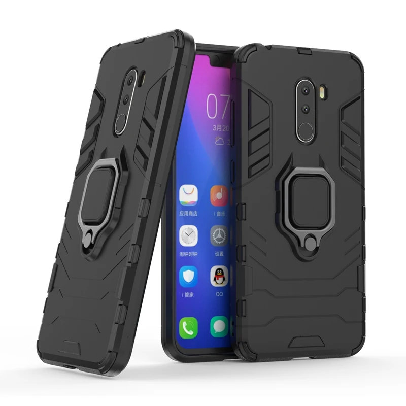 For Xiaomi Pocophone F1 Holder Ring Case Shockproof Cover Poco Stand Armor Protective Casing Cases |