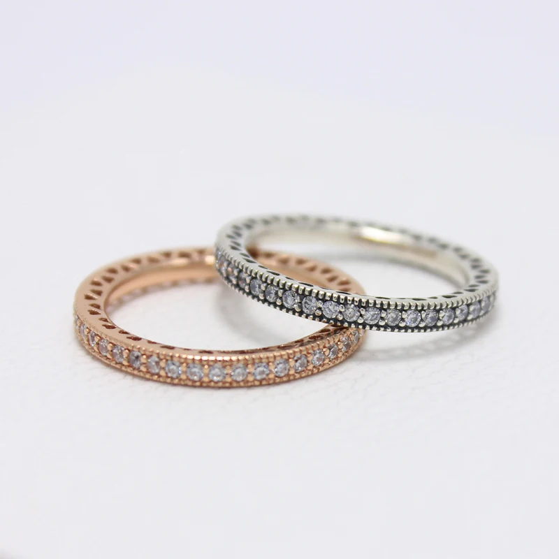 

ROCKART Authentic 925 Sterling Silver Elegant Trendy Hearts of Ring With Clear CZ For Women Gift Fine Jewelry S925 Wholesale