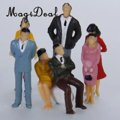 MagiDeal 100Pcs 1/50 Scale Painted Model Train Seated Stand People Figures for Collectibles Station Platform Street Scene Layout