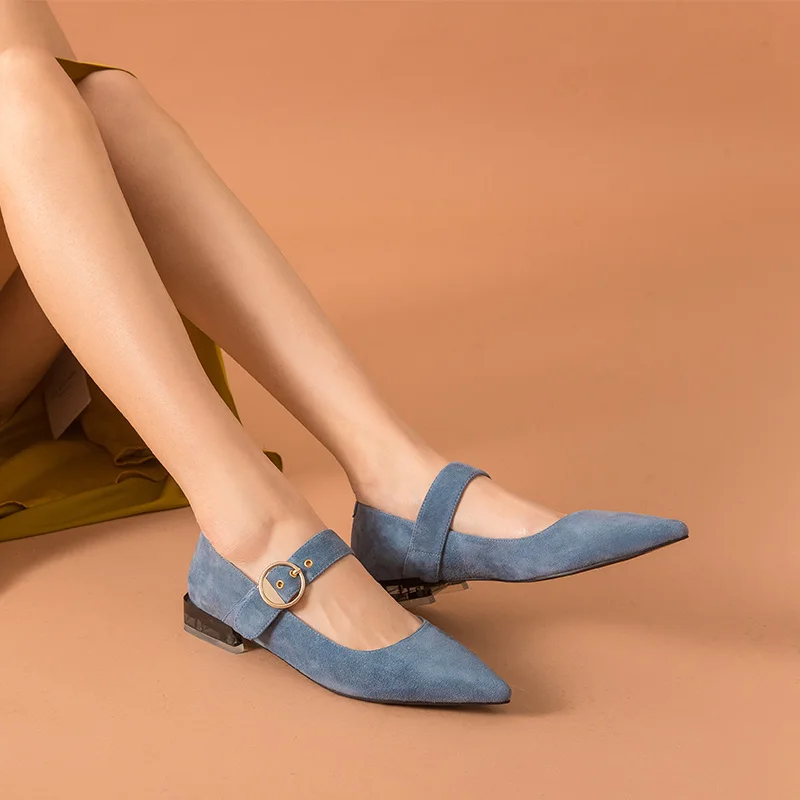 BeauToday/милые женские туфли Mary Jane из натуральной кожи; замшевые туфли с острым носком и ремешком на щиколотке; летние женские сандалии ручной работы; 18201
