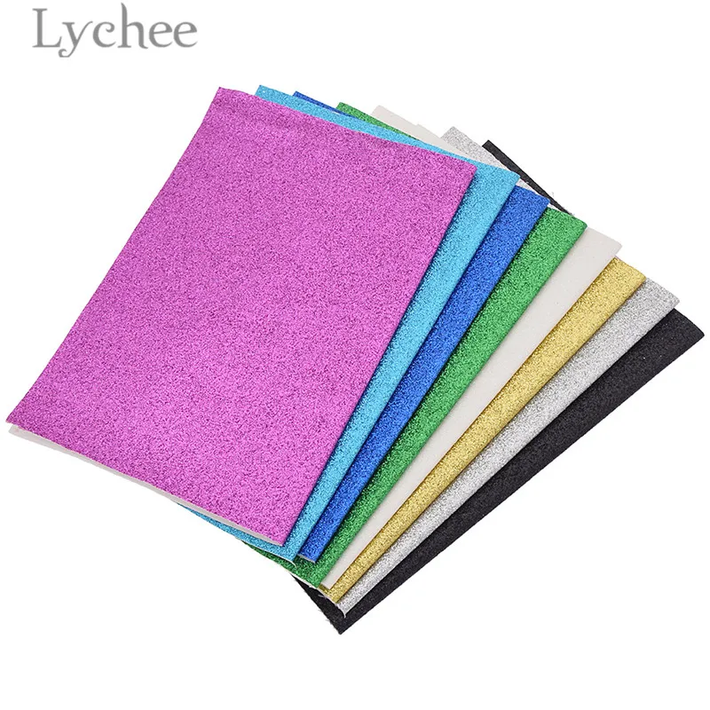 

Lychee 1 PC 21x29cm A4 Glitter PU Fabric Solid Color Synthetic Leather DIY Material For Garments Handbag Belts