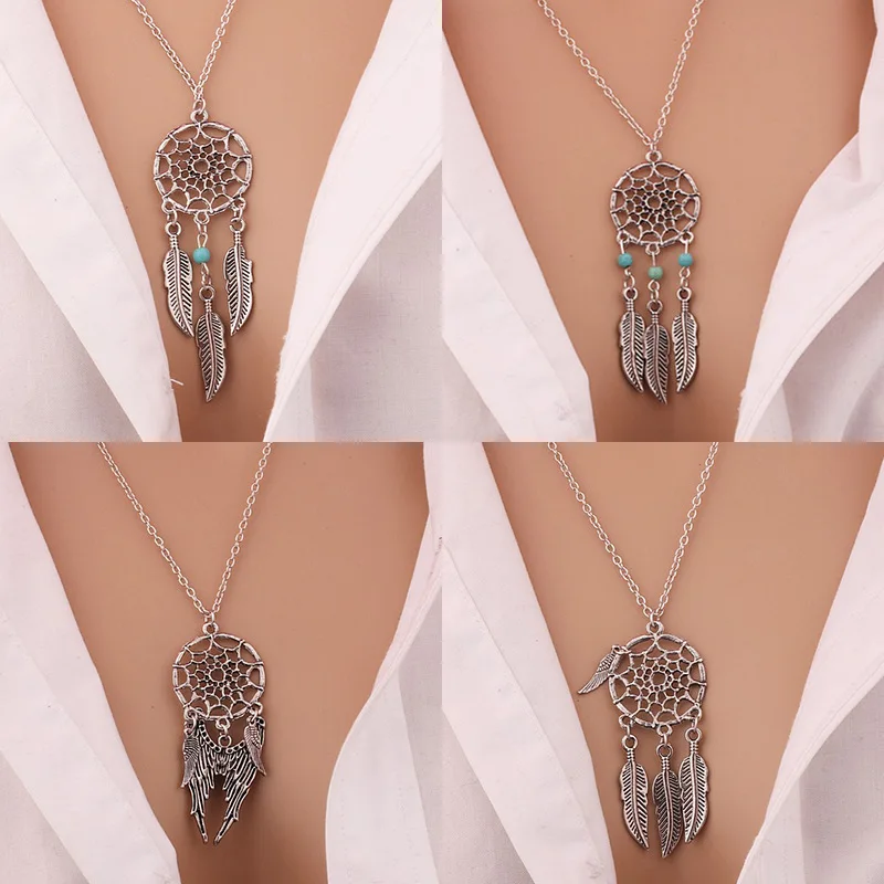 

New Fashion Jewelry Accessories Dreamcatcher leather necklace pendant gift for woman free shipping