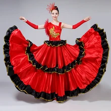 Испанская коррида, платье для фламенко, костюм для выступлений, новинка, для открытия, для танцев, полная юбка, для взрослых, для женщин, с блестками, большое, свободное платье, H562
