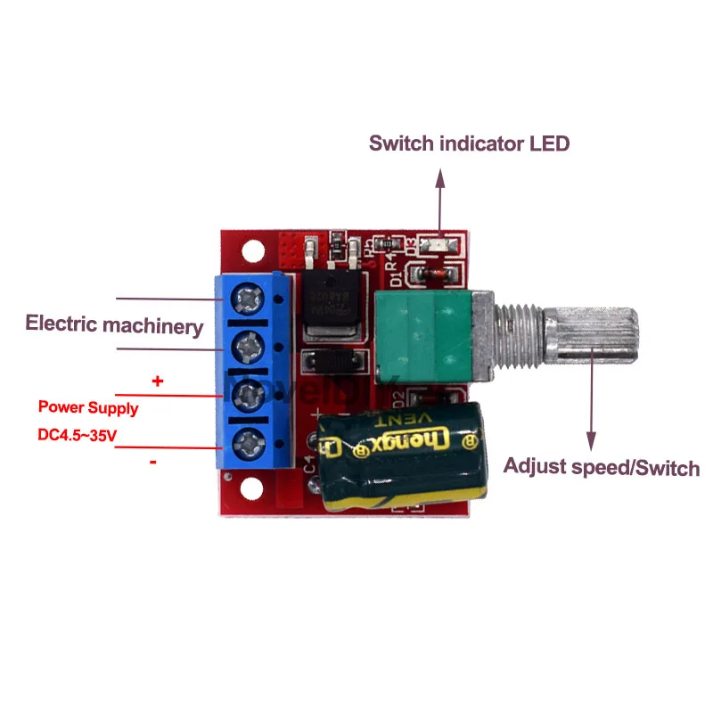 Мини 5A 90W PWM 12V контроллер скорости двигателя постоянного тока модуля DC-DC 4,5 V-35 V Регулируемый Скорость регулятор Управление переключатель регулятора 24V