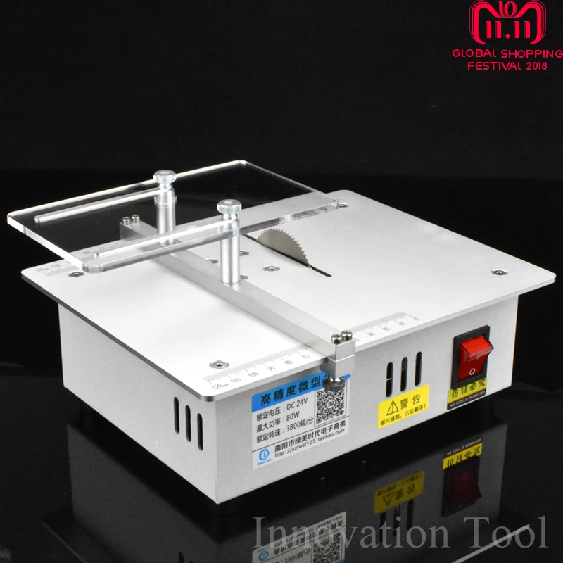 

Mini Table Saw Handmade Woodworking Bench Saw DIY Hobby Model Cutting Tool 3800RPM with Power Adapter HSS Saw Blade