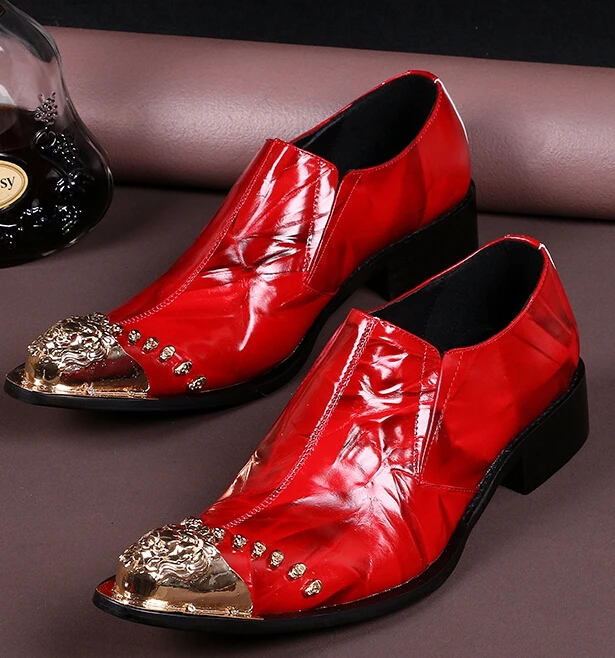mens red leather shoes