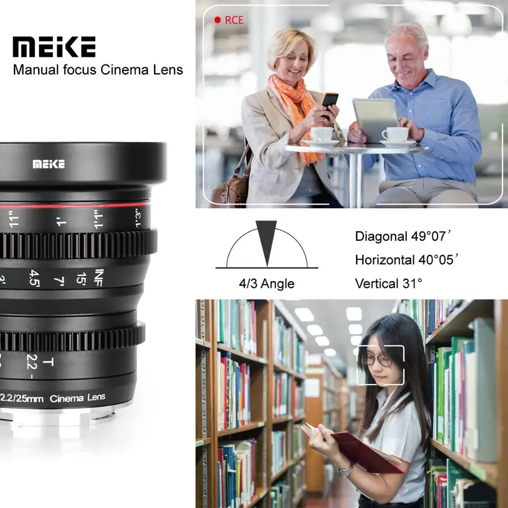 Meike-初心者向けの大口径レンズ,25mm  t2.2,手動フォーカス,インスタントキーレンズ,ympus,Panasonic,m43,canon,rf,fuji x mount/sonyカメラ