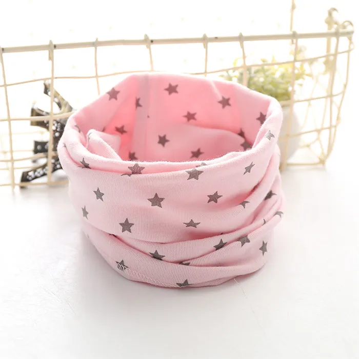 Зимний шарф для маленьких девочек, осенние детские шарфы, хлопковый шарф для новорожденных, детский шарф для мальчиков, воротник с круглым вырезом - Цвет: Pink star new