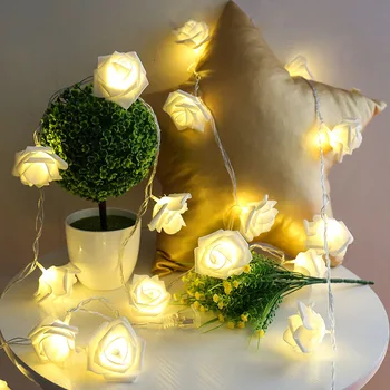 

3M LED Rose Flower garland Holiday String Fairy Lights For Valentine wedding event Decoration Battery Operated