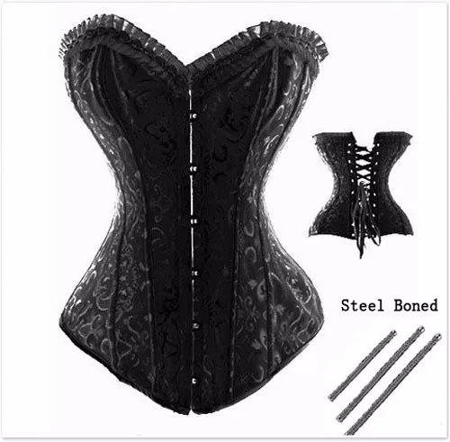 Plus-Size-Steel-Boned-Black-White-Corset-Bustier-Overbust-Sexy-Lingerie-Hot-Women-Lace-Up-Corset (3)