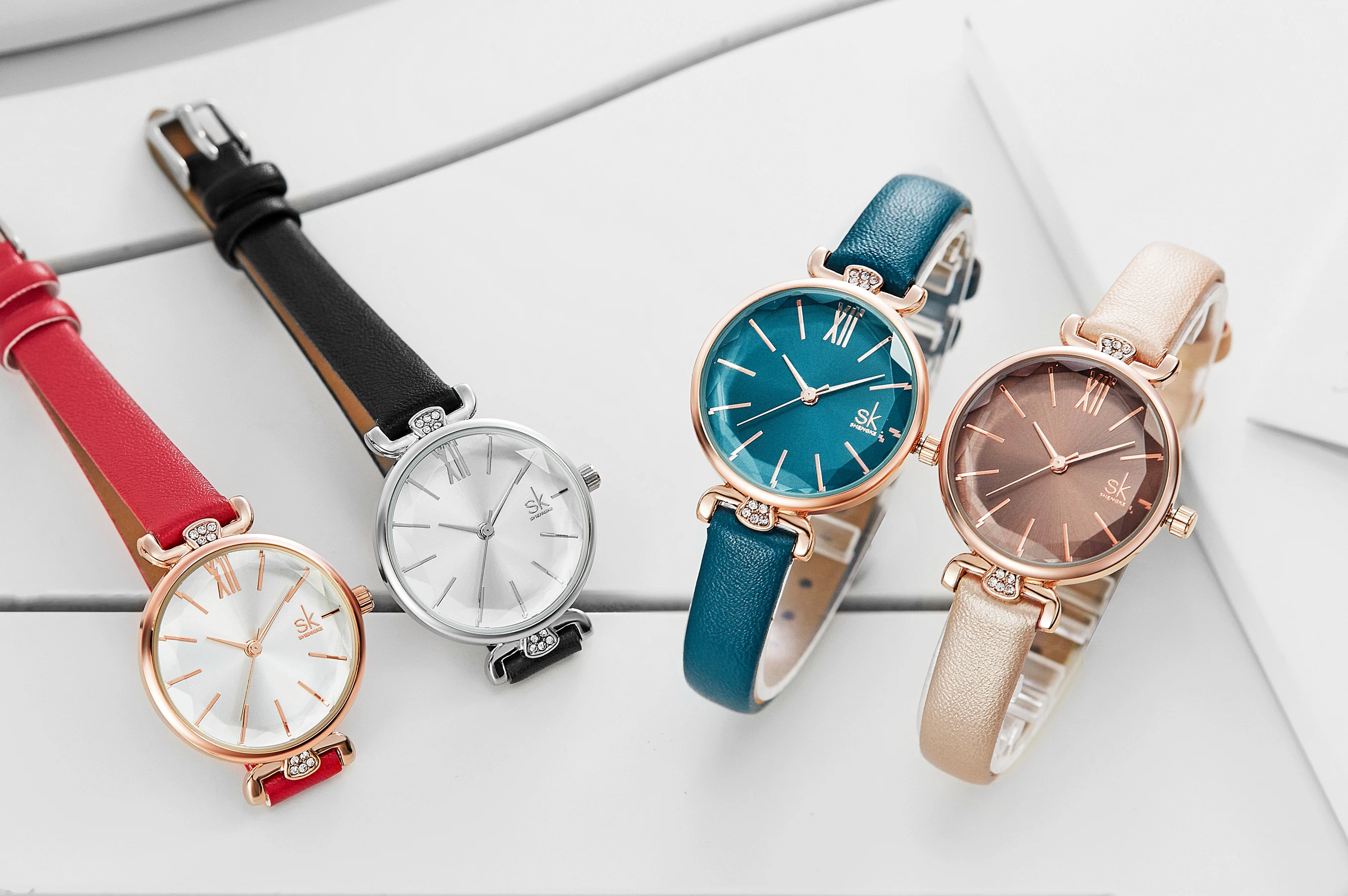 Shengke классические повседневные аналоговые часы женские японские кварцевые наручные часы Relogio Feminino женские тонкие кожаные часы Montre Femme