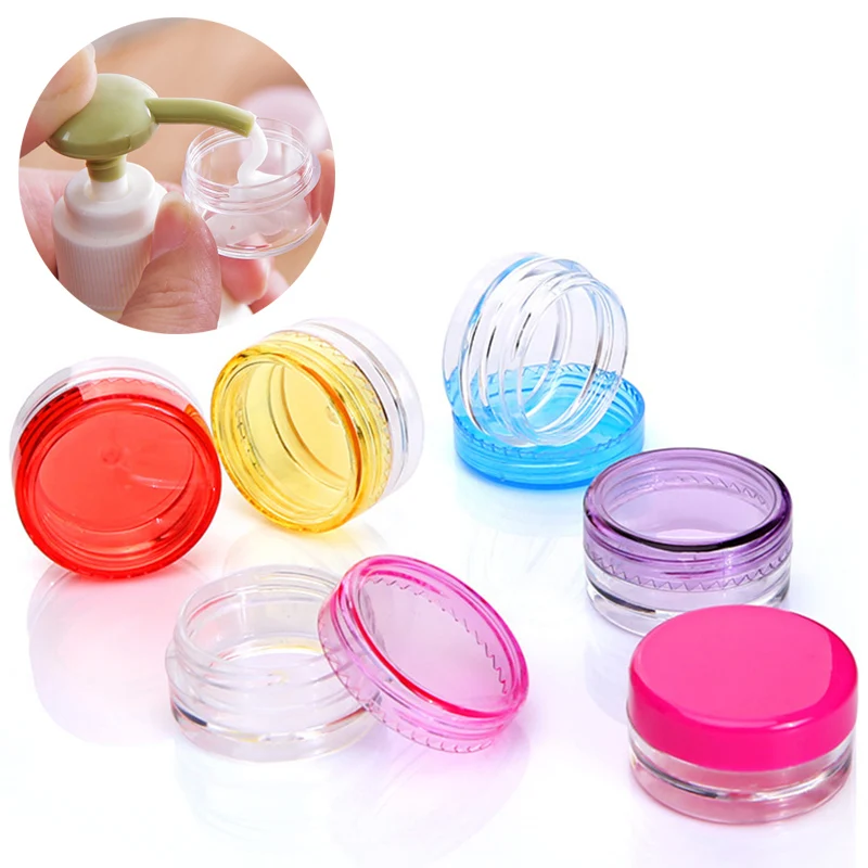 

Hot Cosmetic Storage Cosmetics Jar 5PCS/Set Round Bottle Box Transparent Portable 10PCS/Set Makeup Cream Plastic Nail Art