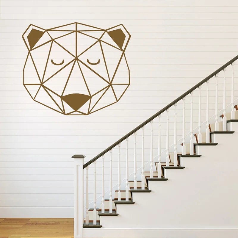 POOMOO DIY Wall Stickers Wall Decals, Geometric Bear Head Wall Sticker