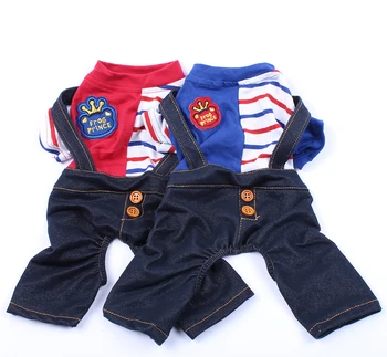 

Dog Cat Striped Jumpsuit Rompers T-shirt Pet Puppy Coat Shirt Spring/Summer Apparel 2 Colours 4 Sizes