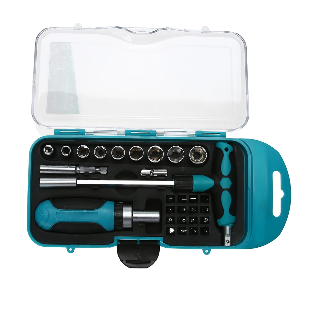 

29pcs 1/4-Inch Socket Car Repair Tool Ratchet Set Torque Wrench Bit Chrome Vanadium Tools Set Magnetic Screwdriver Instruments