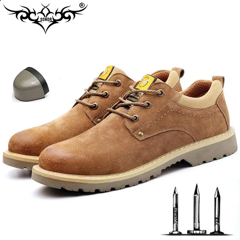 2019 الرجال العمل و أحذية أمان مقدمة حذاء من المعدن مكافحة تحطيم مكافحة ثقب البناء حذاء برقبة للعمل عدم الانزلاق حذاء كاجوال بفتحات تهوية