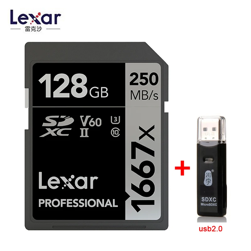 Lexar 1667x SD карта для чтения 250 МБ/с./с 64 Гб 128 ГБ 256 ГБ SDXC UHS-II U3 флэш-карта памяти для 3D 4K цифровой камеры оригинальная - Capacity: 128GB-C296