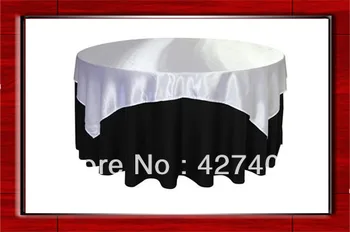 

Hot Sale 90X90 " Square White Satin Overlay For Tablecloth / For Wedding