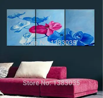 

Hand Painted Abstract Orchid Paintings 3 Piece Modern Flower Wall Art Oil Decoration Home Picture Sets