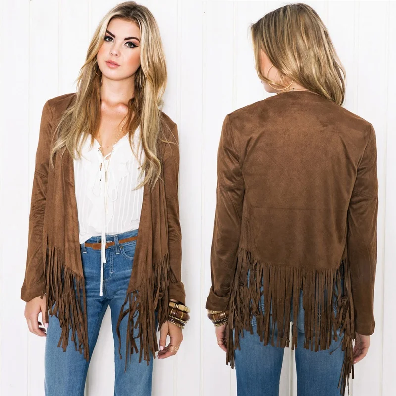 

2019 Autumn Fashion Women's Casual Long Sleeve Tassel Cardigan Sweater Jacket Coats Cosy Outwear