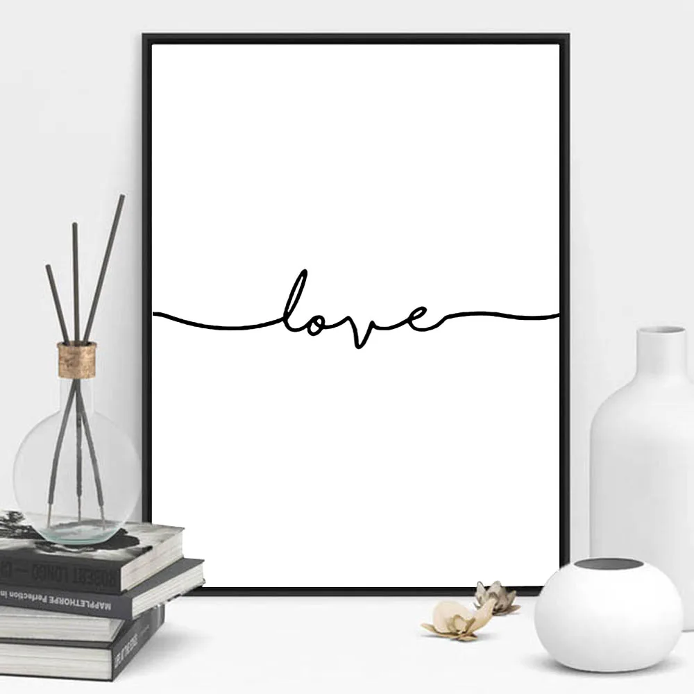 

Love Sign Word Art Black and White Poster Canvas pictures Art inspirational wall modern home decor painting on the wall pictures
