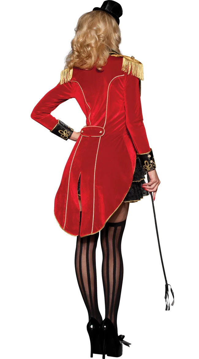 Роскошный мужской женский костюм для выступлений цирк Лев Тамер гламурный Ringleader Хэллоуин нарядное платье