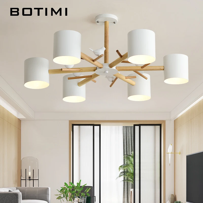Скандинавская люстра с птицами BOTIMI 220 В металлический абажур для гостиной