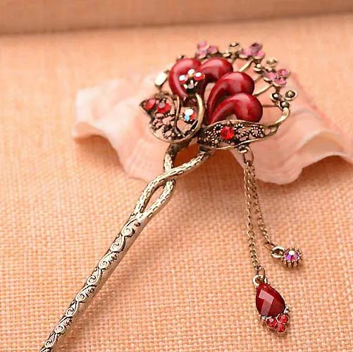 ( 3 pcs / lots ) Retro Peacock Metal Charm Hair Sticks Jewelry Women Costume Accessories | Украшения и аксессуары