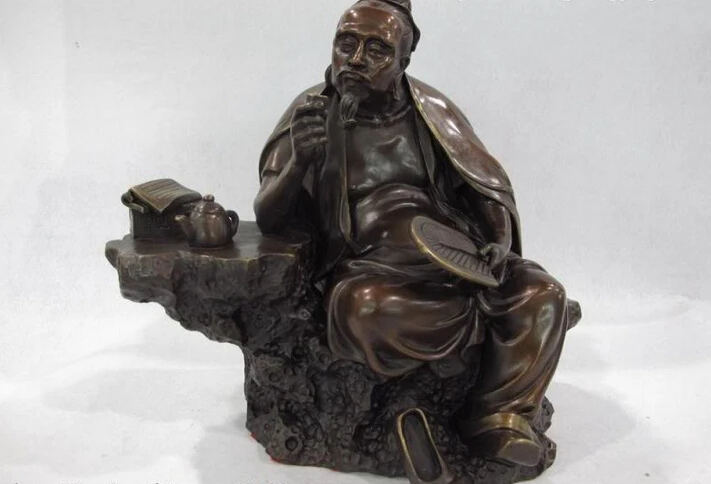 

Collectible bronze lion statue S0581 12 China Copper Bronze old times Famous Tea God LuYu Lu Yu Taste Tea Art Statue