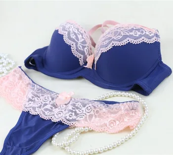 

European fashion deep blue sexy lace bra set elegant secret soft A B cup bras for women bralette sets vs bh crop nice bra B19