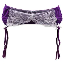 Плюс размер XL подвязки сексуальные фиолетовые цветочные кружева пояса с резинками белые чулки с пояс с резинками для чулок женское нижнее белье S407