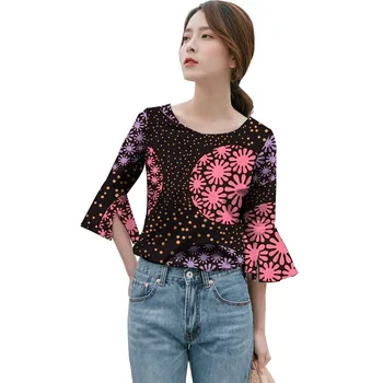 

Fashion Women Tees African Print Flare Sleeve Tops Dashiki Clothes African Festive T-Shirt Ankara Women Clothing Customized