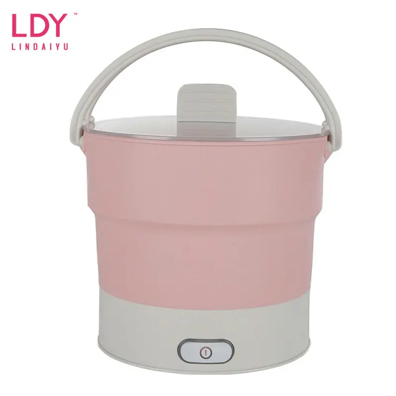 

Portable Multifunctional Foldable Electric Kettle Separable Power Adapter 110-240V White-Red 2 Color Mini Cooker For Travel