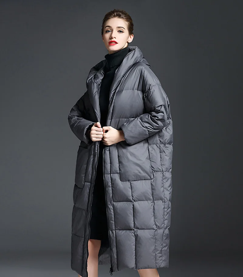 Европейский стиль женский пуховик зимний пуховик верхняя одежда-30 градусов теплая одежда мода размера плюс Быстрая - Цвет: Grey