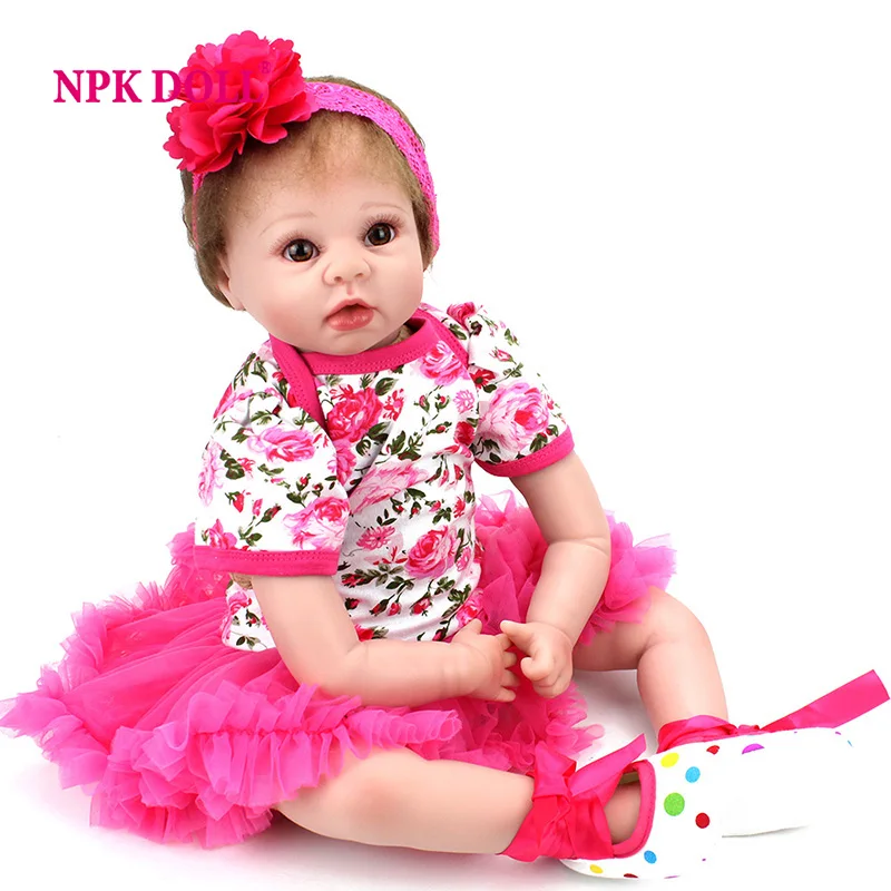

NPKDOLL 22 Inch New Reborn Babies Dolls Realistic Doll Reborn Gift For Children Toys With Pink Dress Dolls