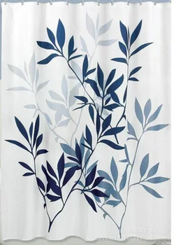 

European Modern Style Shower Curtain With Hooks Polyester Fabric Leaves Printed Waterproof Bathroom Home Bath Curtains 180*180cm