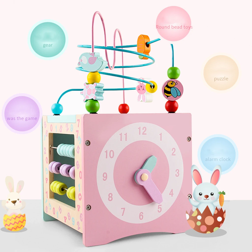 

Beads Maze Activity Cube Wooden Toys Beads Shape Sorter Sorting Toys for Baby 1 Year Old Boys Girls Educational Toy Gift