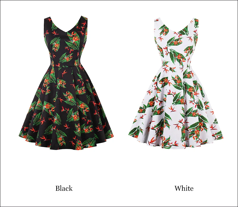Kostlich 2017 Floral Print Vintage Dress Women V-Neck Sexy Hepburn 50s Style Autumn Dress Big Swing Party Dresses Plus Size 4XL (25)