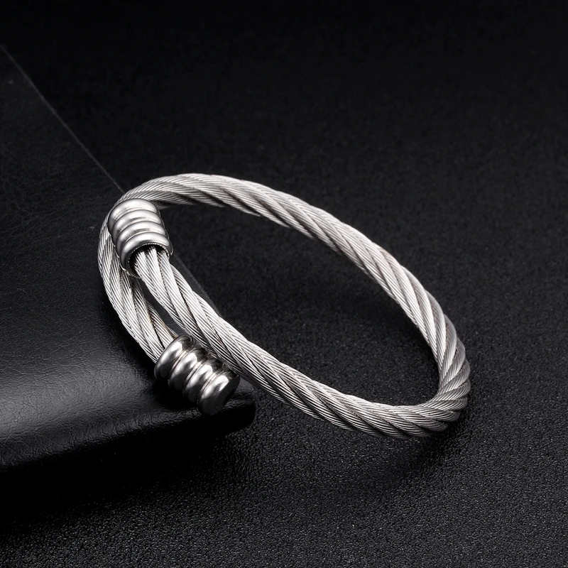 

Trendy Sporty Braided Mesh Surface Male Charm Bracelets Silver Stainless Steel Open Men Women Cuff Bracelets Bangles Pulsera
