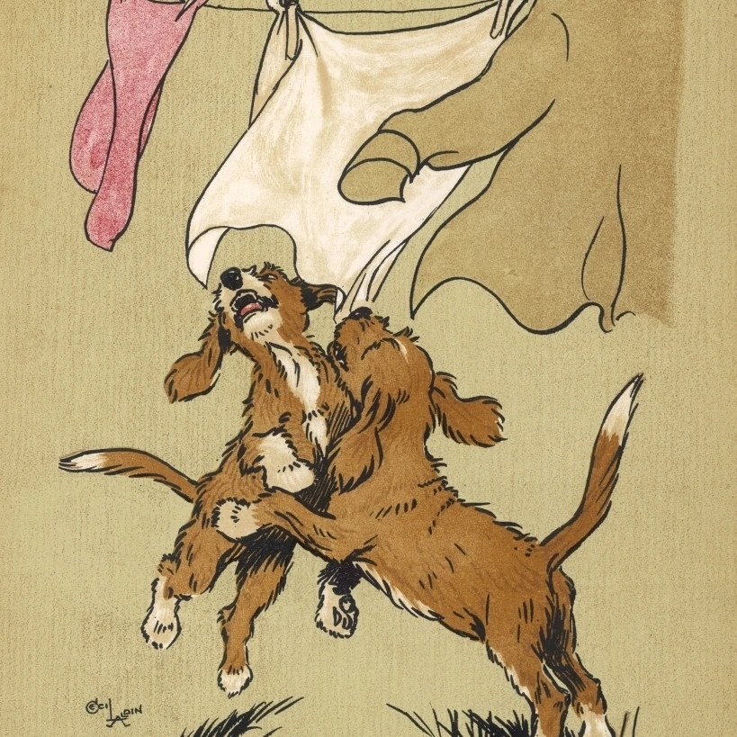 Twin Puppies And Washing Line Poster Print By Mary Evans Picture Library (18 X 24)