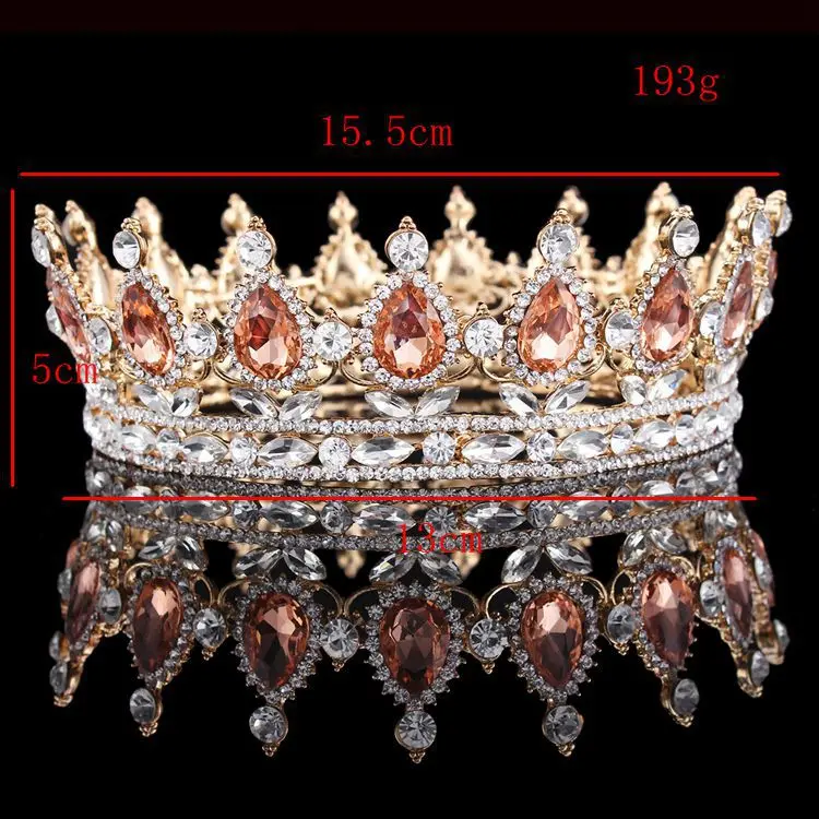 Золото/серебро Королева Король свадебные диадемы и короны барокко невесты головной убор женские украшения для волос Свадебные украшения для волос аксессуары