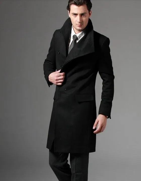 Новое Осеннее шерстяное пальто с пуговицами для мужчин приталенное Мужское пальто шерстяное модное красивое пальто кашемировое размера плюс S-3XL
