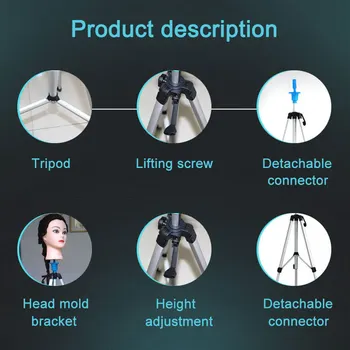 

Mannequin Head Holder Tripod Stand Adjustable Hairdressing Practice for Salon Barber Hairdresser KG66