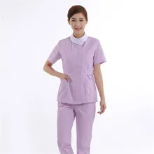 Женский медицинский скраб наборы медсестра больницы формы стоматологическая клиника салон красоты с коротким рукавом медицинская Спецодежда Slim Fit розовый