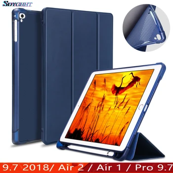 

SDYGHHT Smart Case For iPad 2018 9.7 Pro 9.7 with Pencil Holder Silicone Soft Cover for iPad Air 2 / Air 1 Case Funda 2017 9.7