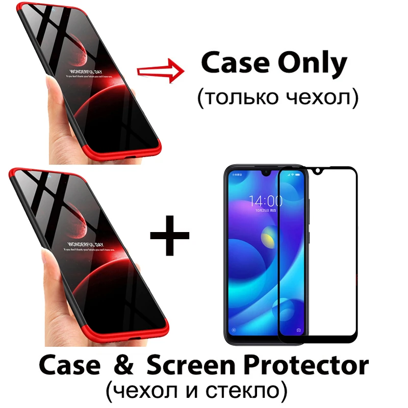 HTB1wekZaPzuK1RjSspeq6ziHVXaj 3-in-1 Plastic Hard 360 Tempered Glass + Case for Xiaomi Redmi Note 7 Anti-Shock Back Cover Case for Xiaomi Redmi Note 7 Pro 7A