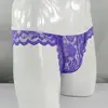Ropa interior de encaje para hombre G2929 lazo flor Rosa Low Rise pouch Tanga Violet ► Foto 2/6