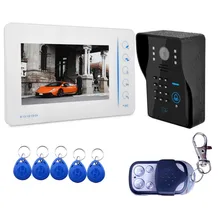 Free Shipping!7″ Video Door Phone Intercom Doorbell Touch Button ID Card/Code/Remote Unlock Night Vision Rainproof CCTV Camera
