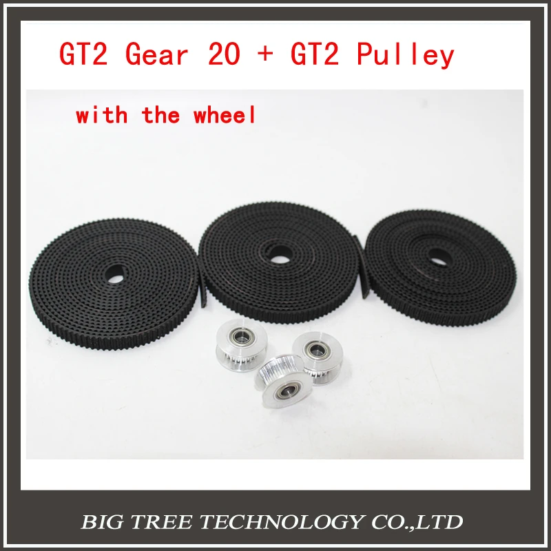 

GT2 Pulley & Timing Belt Kits  GT2 open timing belt width 6mm GT2 belt  with 20 gear  bore 3mm with free shipping